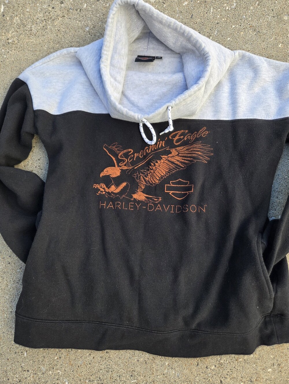 Harley Davidson Screamin Eagle Colorblock Cowl Neck Hoodie Sweatshirt M